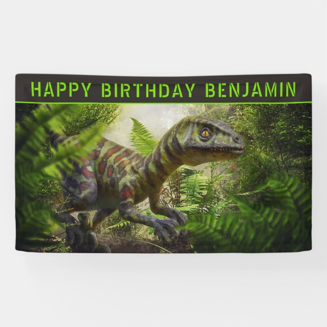 Banderoles Fête d'anniversaire dinosaure (Horizontal)