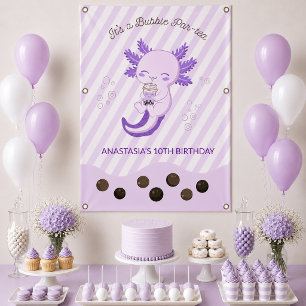 Banderoles Fête d'anniversaire du Bubble Boba Thé Axolotl Vio
