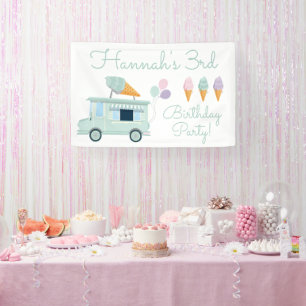 Banderoles Fête d'anniversaire du camion à crème glacée