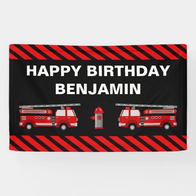 Banderoles Fête d'anniversaire du camion d'incendie (Horizontal)
