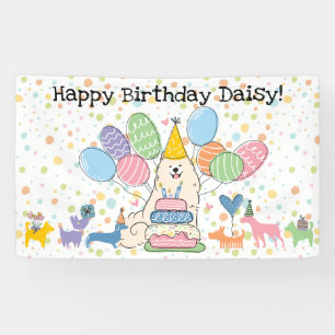 Banderoles Fête d'anniversaire du chien Samoyède Biscuit