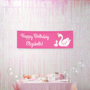 Banderoles Fête d'anniversaire du cygne rose