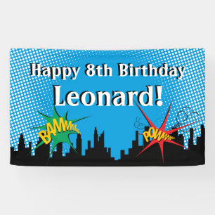 Banderoles Fête d'anniversaire du garçon comique de super