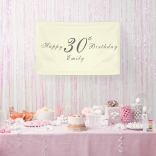 Banderoles Fête d'anniversaire élégante moderne crème 30 ans