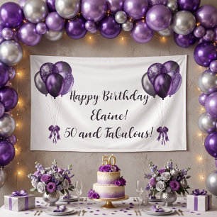 Banderoles Fête d'anniversaire élégante violette 50 ans