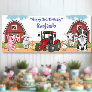 Banderoles Fête d'anniversaire Ferme Animaux de la grange et