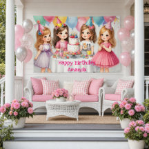 Fête d'anniversaire girly rose personnalisée 
