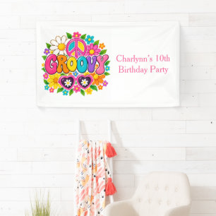 Banderoles Fête d'anniversaire Groovy Flower Power Girl