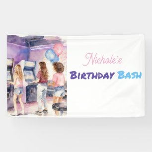 Banderoles Fête d'anniversaire néon aquarelle pour enfants