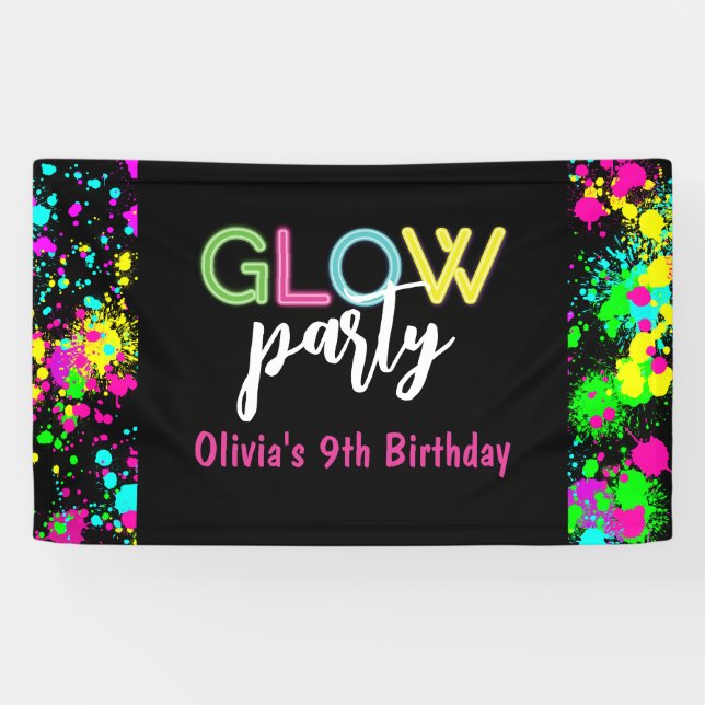 Banderoles Fête d'anniversaire Neon Glow (Horizontal)