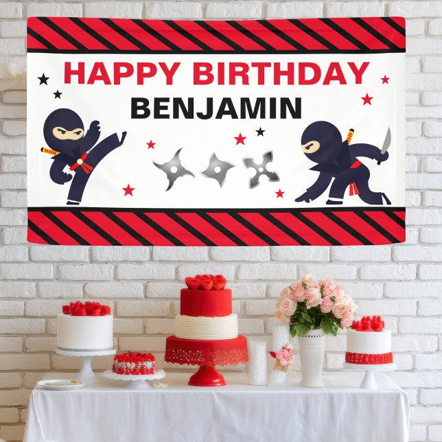 Banderoles Fête d'anniversaire Ninja Warrior (Créateur téléchargé)