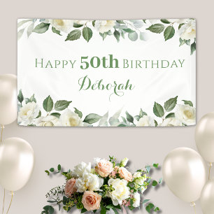 Banderoles Fête d'anniversaire personnalisée avec des roses b