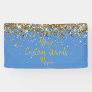 Banderoles Fête d'anniversaire personnalisée Bleu Or Français