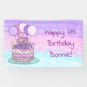 Banderoles Fête d'anniversaire personnalisée pour fille rose