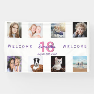 Banderoles fête d'anniversaire photo collage fille blanche