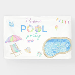 Banderoles Fête d'anniversaire piscine aquarelle Piscine Nata
