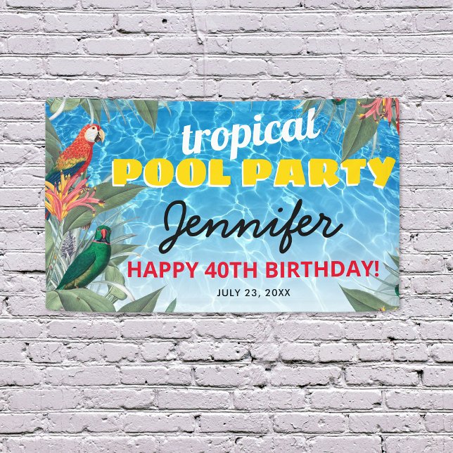 Banderoles Fête d'anniversaire Piscine Tropicale (Créateur téléchargé)