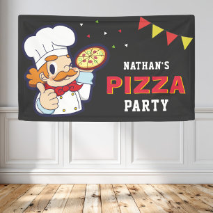 Banderoles Fête d'anniversaire pizza pour enfants Chef Mignon