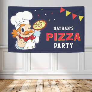 Banderoles Fête d'anniversaire pizza pour enfants Chef Mignon