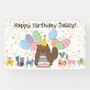 Banderoles Fête d'anniversaire pour chat persan brun à poils 