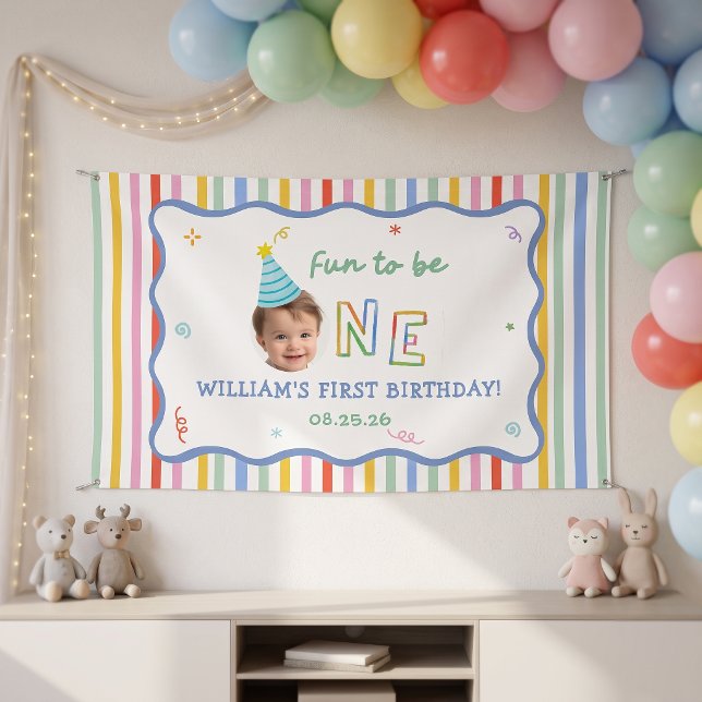 Banderoles Fête d'anniversaire rayée et colorée  (Créateur téléchargé)