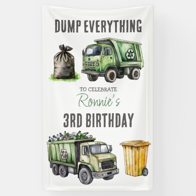 Banderoles Fête d'anniversaire sur le thème des déchets pour  (Vertical)