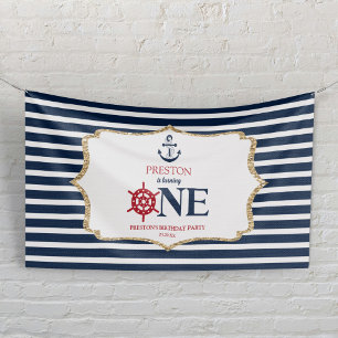 Banderoles Fête d'anniversaire UN Premier 1er Bleu Marine Nau