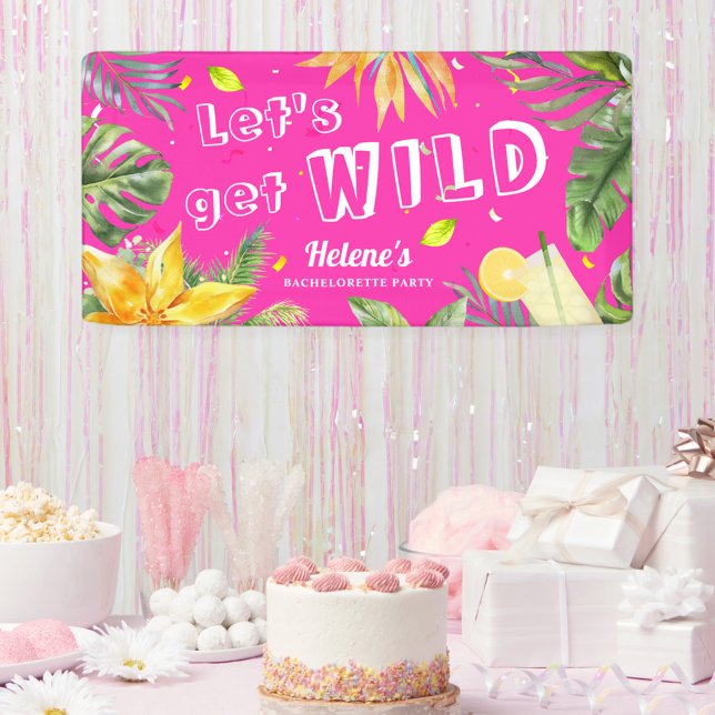Banderoles Fête de Bachelorette Rose Amusant de Fille Plage T (Fun Pink Girly Bachelorette Party Banner)