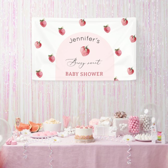 Banderoles Fête de bébé douce fraise framboise (Fête)