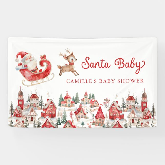 Banderoles Fête de bébé Noël Santa Baby (Horizontal)
