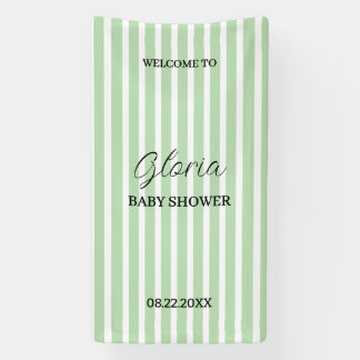 Banderoles Fête de bébé personnalisée rayée verte