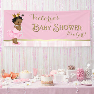 Banderoles Fête de bébé princesse ballerine afro-américaine
