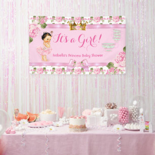 Banderoles Fête de bébé princesse brunette Tea Party roses ro