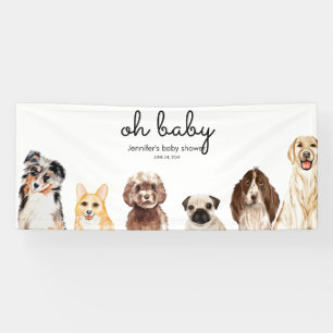 Banderoles Fête de chien à l'aquarelle oh bébé douche pour an