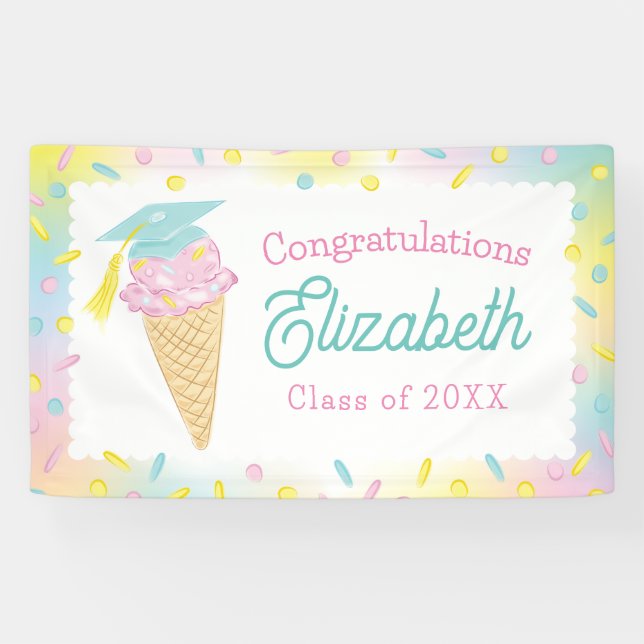 Banderoles Fête de fin d'études avec glace (Horizontal)
