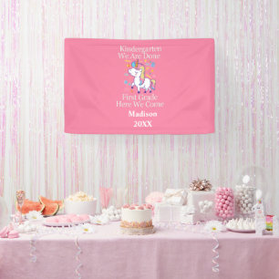 Banderoles Fête de fin d'études de maternelle Licorne rose gi