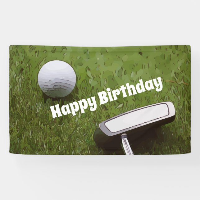 Banderoles Fête de golf avec balle de golf et pelote sur vert (Horizontal)