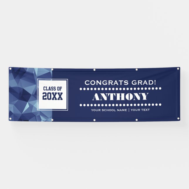 Banderoles Fête de Graduation Design Polygonal Moderne (Horizontal)
