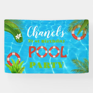 Banderoles Fête de la piscine tropicale Anniversaire d'été