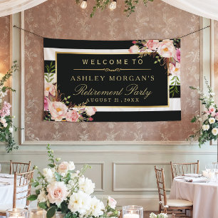 Banderoles Fête de la retraite Vintage Floral Stripe