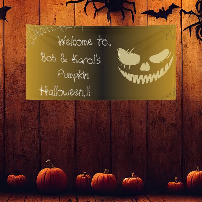 Banderoles Fête de l'Halloween du mal Citrouille (Evil Pumpkin Smile Halloween Party Banner)