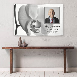 Banderoles Fête de l'orchidée noire et blanche de la vie funé