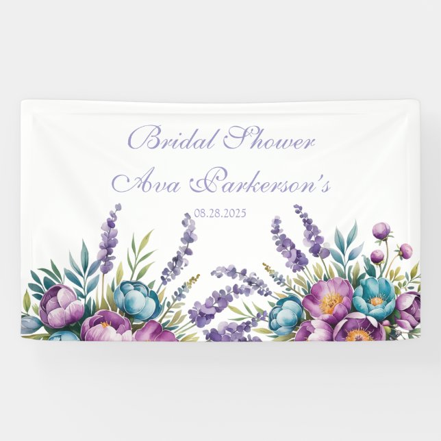 Banderoles Fête de mariage champêtre avec des fleurs sauvages (Horizontal)