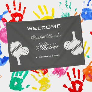 Banderoles Fête de Mariage des Amoureux de Pickleball Noir & 