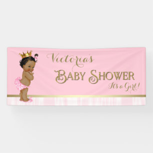 Banderoles Fête de naissance de bébé princesse ethnique en or