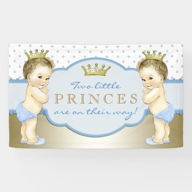 Banderoles Fête de naissance de jumeaux princes garçons (Horizontal)