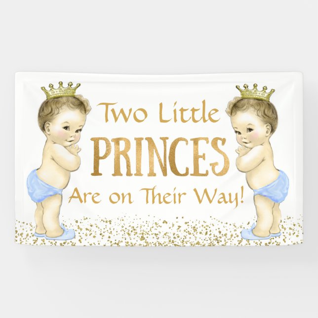 Banderoles Fête de naissance de jumeaux princes garçons (Horizontal)