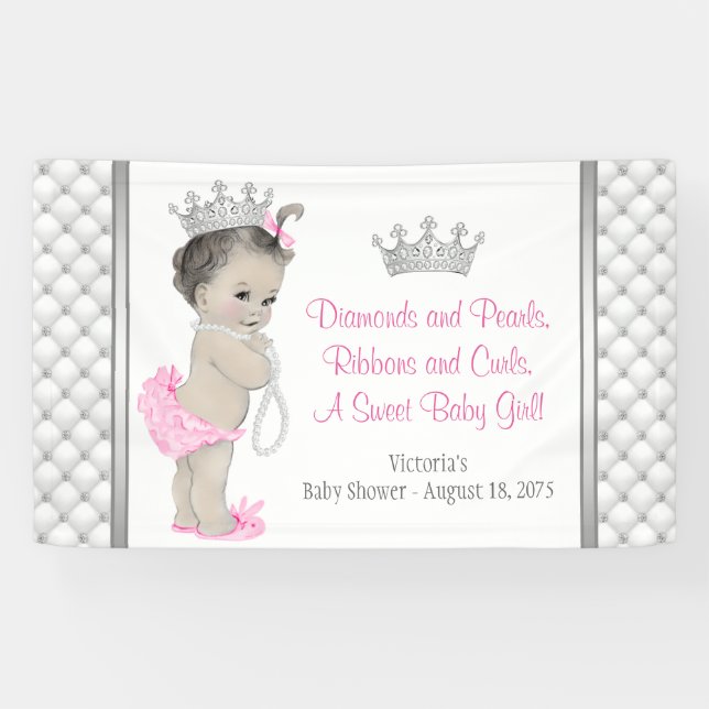 Banderoles Fête de naissance de la princesse Diamant Perle (Horizontal)
