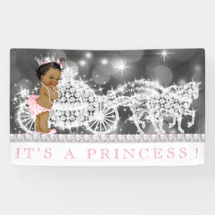 Banderoles Fête de naissance de princesse afro-américaine ros