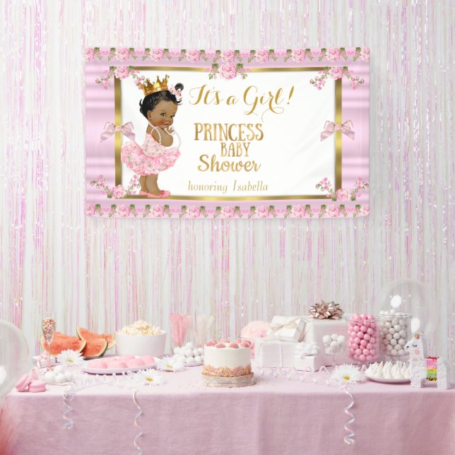 Banderoles Fête de naissance de princesse ethnique Tutu rose  (Fête)